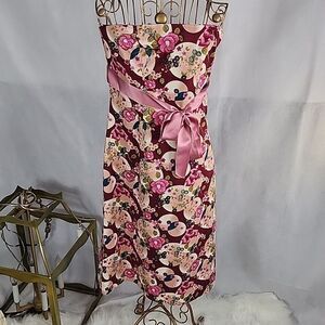 Monalice Strapless Dress with Ribbon Sash tie Size M Coquettish